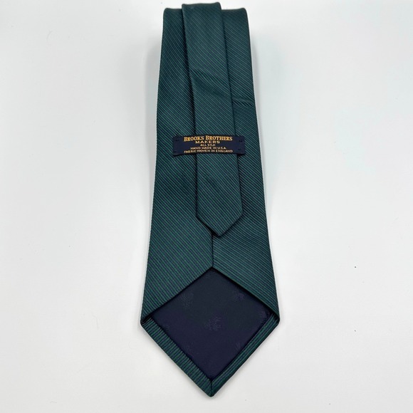 Brooks Brothers Tie Mens Green Navy Repp Stripe Silk Made in USA Preppy Classic - Picture 5 of 6